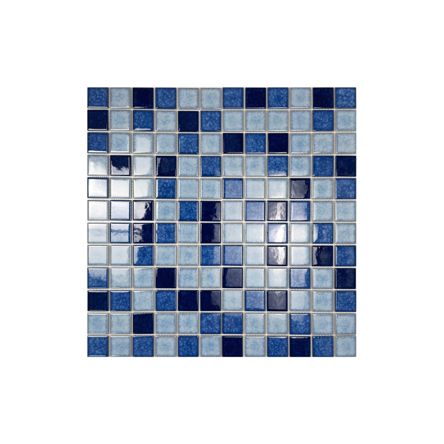 Powder Blue & Navy Blue & Prussian Blue Mixed Lightning Texture Crystalline Glazed Porcelain Mosaic -Swimming Pool Tile