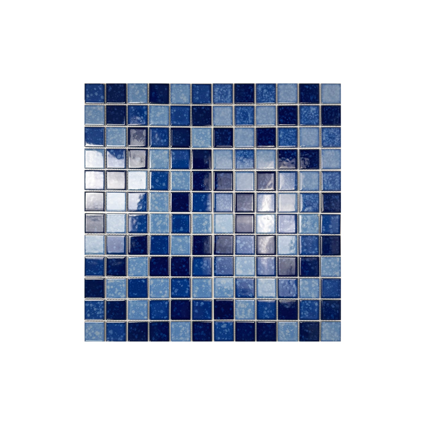 Sky Blue & Cobalt Blue & Prussian Blue Mixed Iced Flower Texture Crystalline Glazed Porcelain Mosaic -Swimming Pool Tile