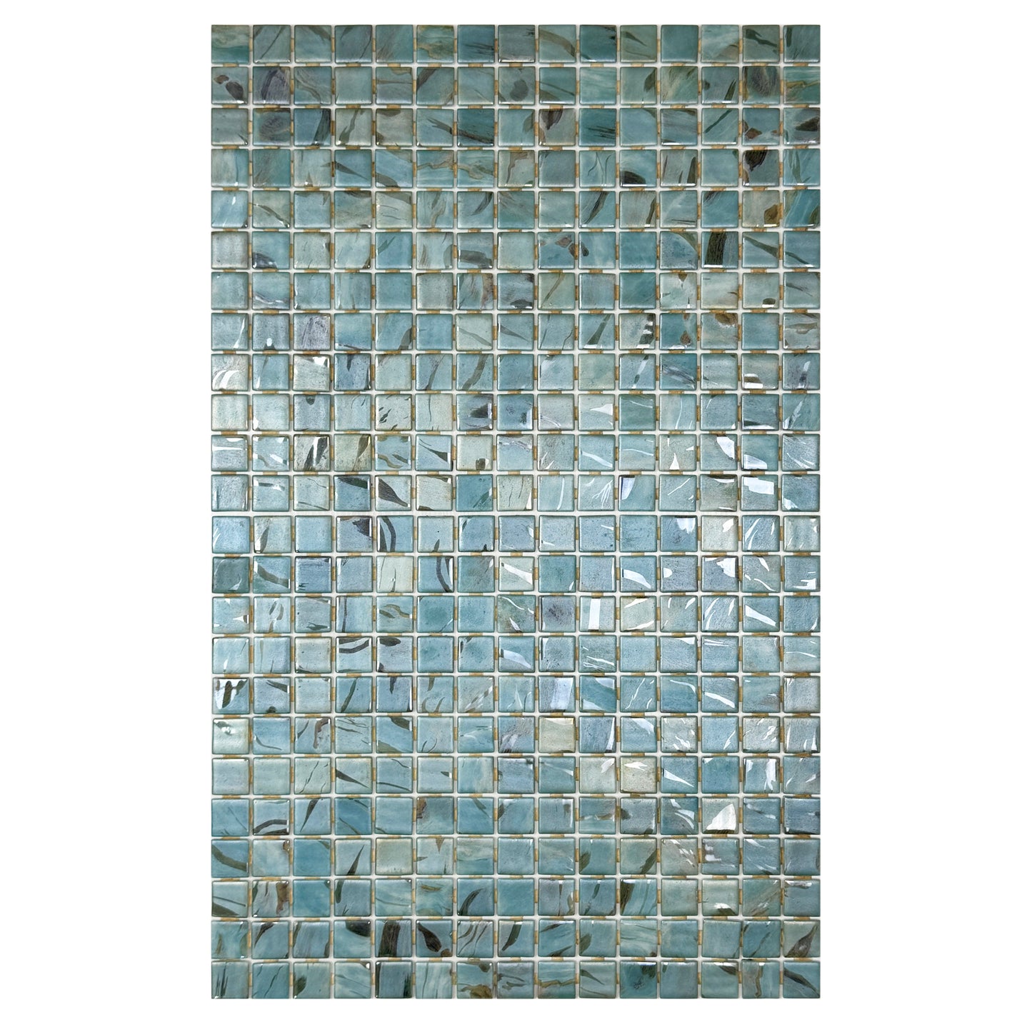 Light Blue & Nile Blue & Coffe Brown Streaks And Swirls Texture Recycled Glass Mosaic -Swimming Pool Tile