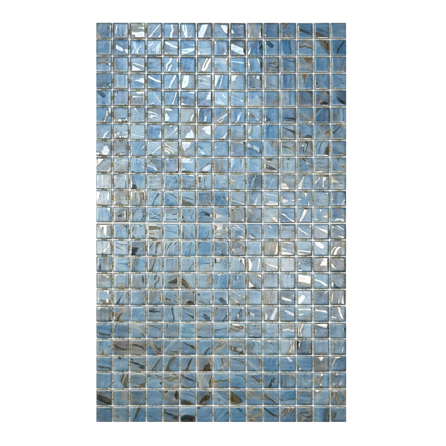 Sky Blue &Baby Blue & Earthy Brown Streaks And Swirls Texture Recycled Glass Mosaic -Swimming Pool Tile