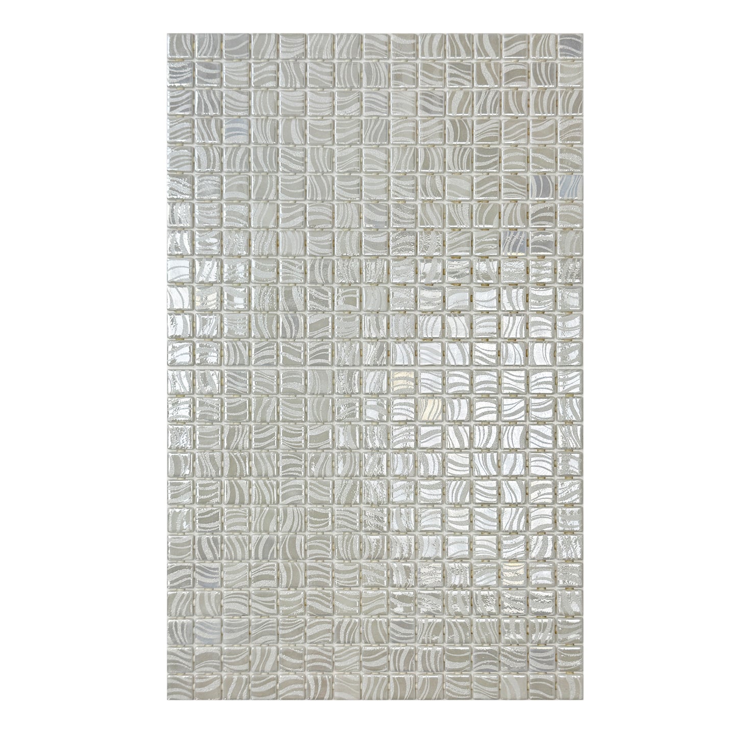 Milky White Shinny Streaks And Swirls Texture Recycled Glass Mosaic -Swimming Pool Tile