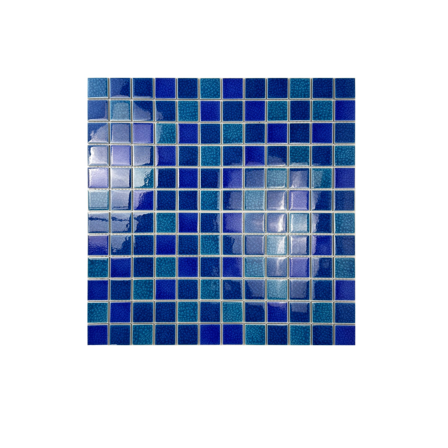 French Blue & Klein Blue Mixed Double Crackle Porcelain Mosaic-Swimming Pool Tile
