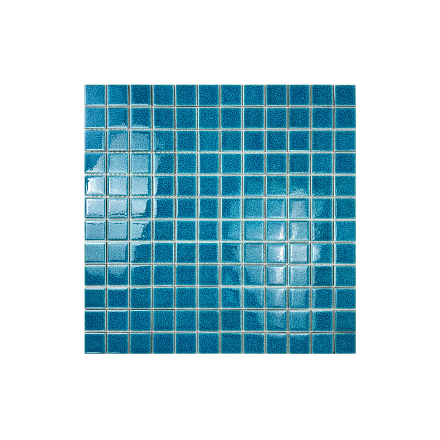 Tiffany Blue Convex Surface Crackle Porcelain Mosaic-Swimming Pool Tile