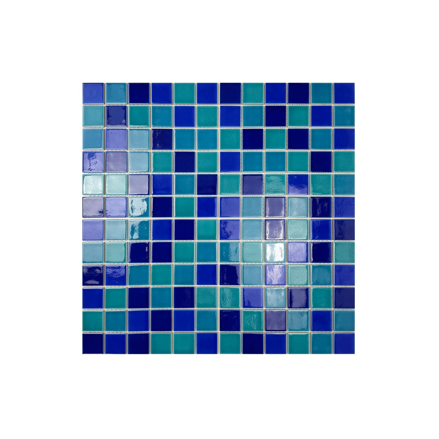 Tiffany Blue & Cyan Blue &Klein Blue & Indigo Blue Mixed Crackle Porcelain Mosaic-Swimming Pool Tile