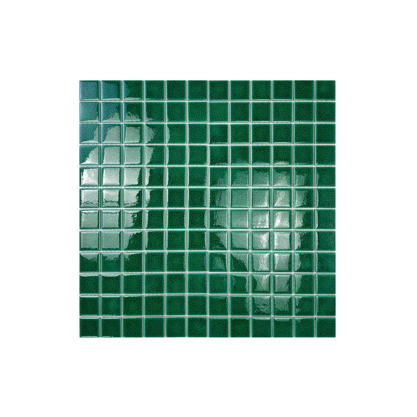 Forest Green Convex Surface Crackle Porcelain Mosaic-Swimming Pool Tile