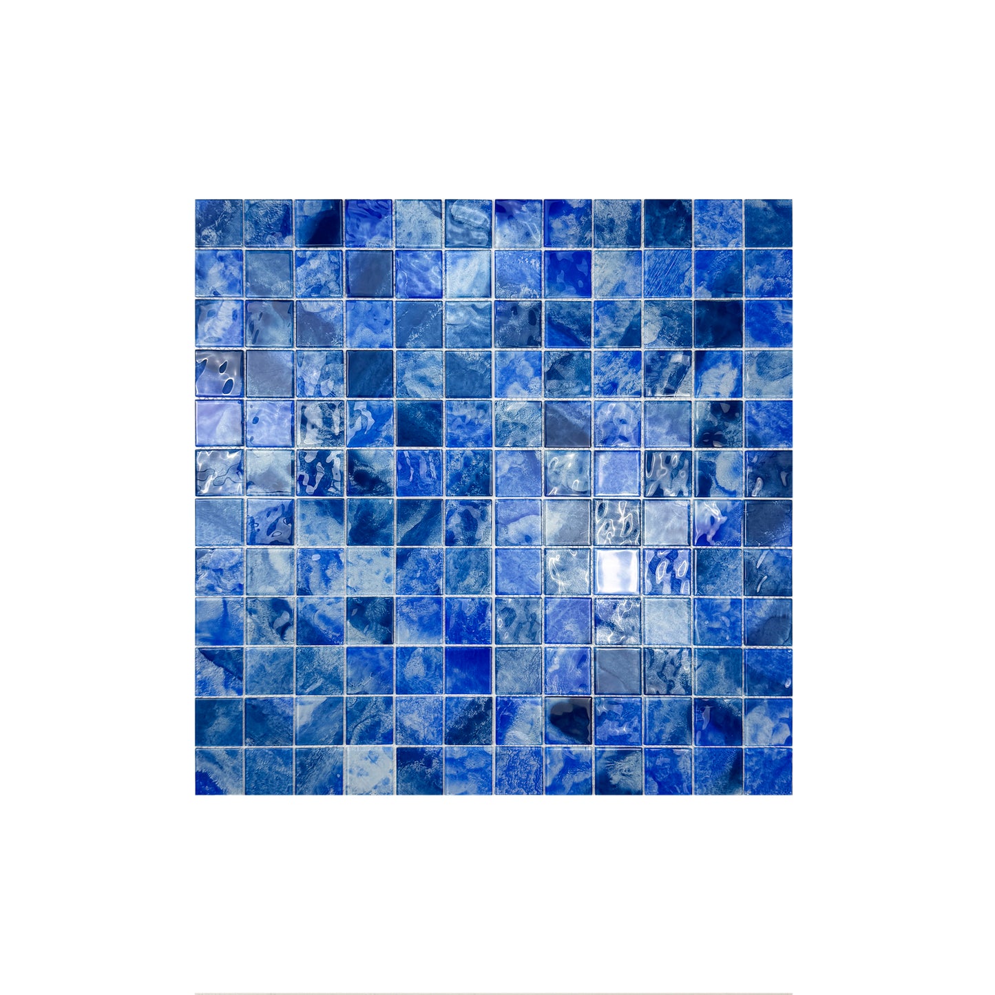 Neon Blue & Yale Blue Mixed Crystal Glass Mosaic-Swimming Pool Tile