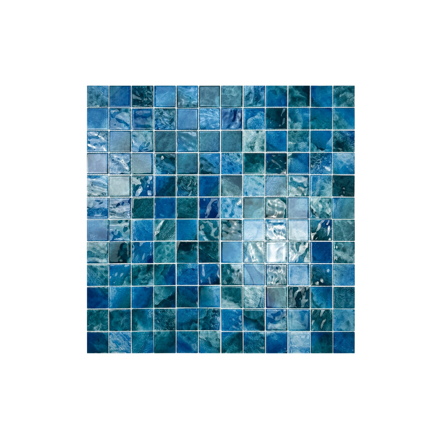 Cyan Blue & Sky Blue & Tiffany Blue Mixed Crystal Glass Mosaic-Swimming Pool Tile