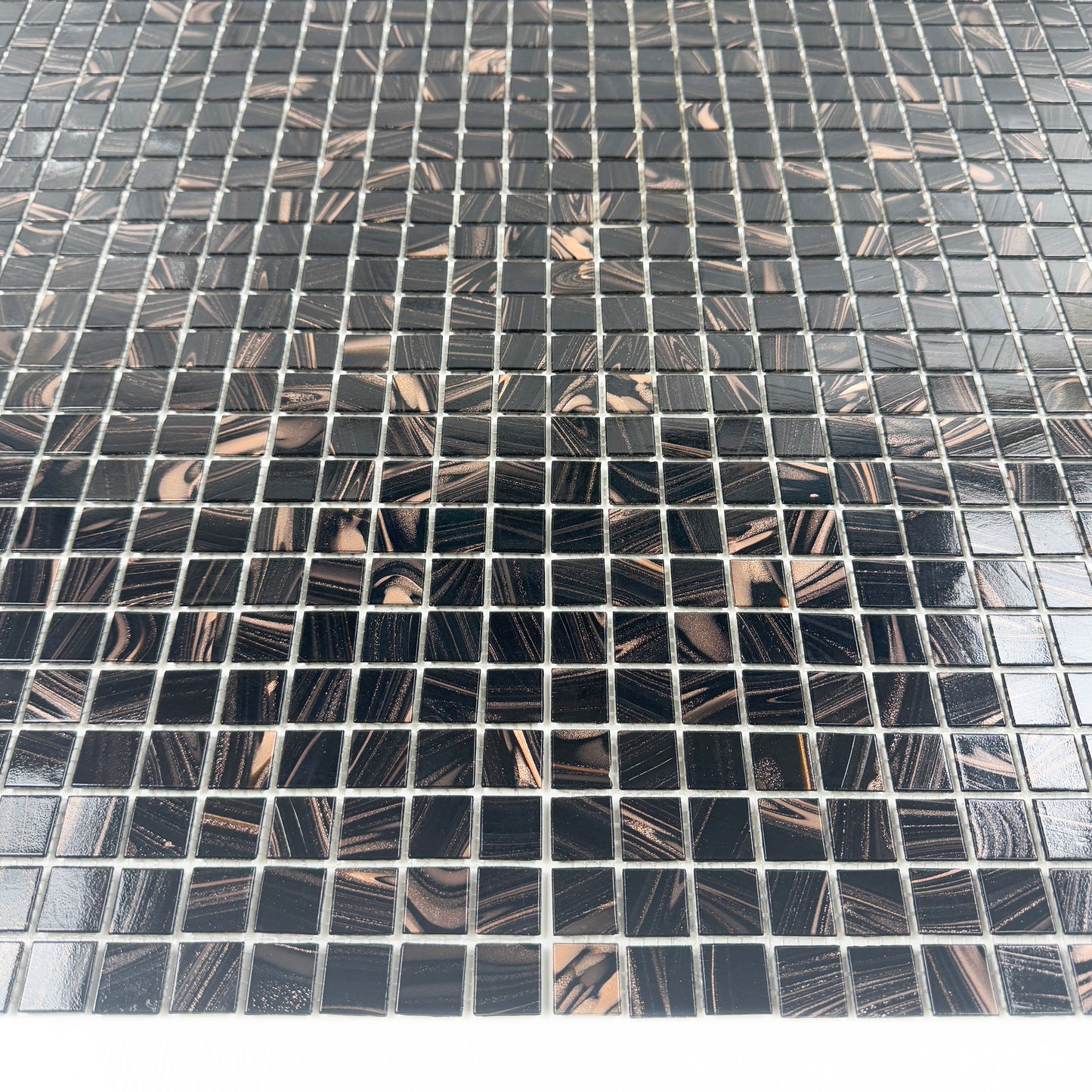 Brown With Gold Line Hot Melt Glass Mosaic-Swimming Pool Tile