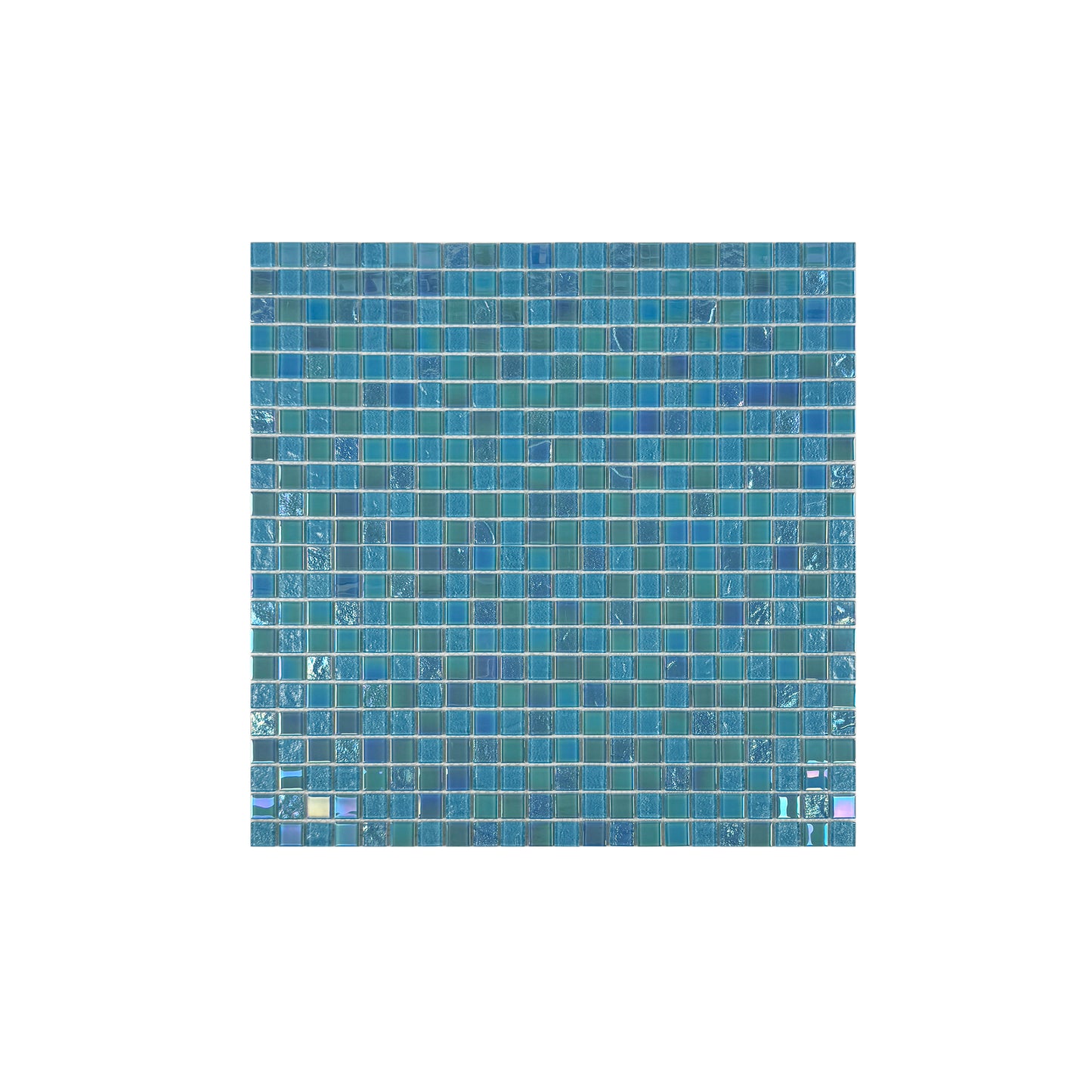 Jungle Green & Moss Green Iridescent Mixed Wave Pattern Crystal Glass Mosaic -Swimming Pool Tile