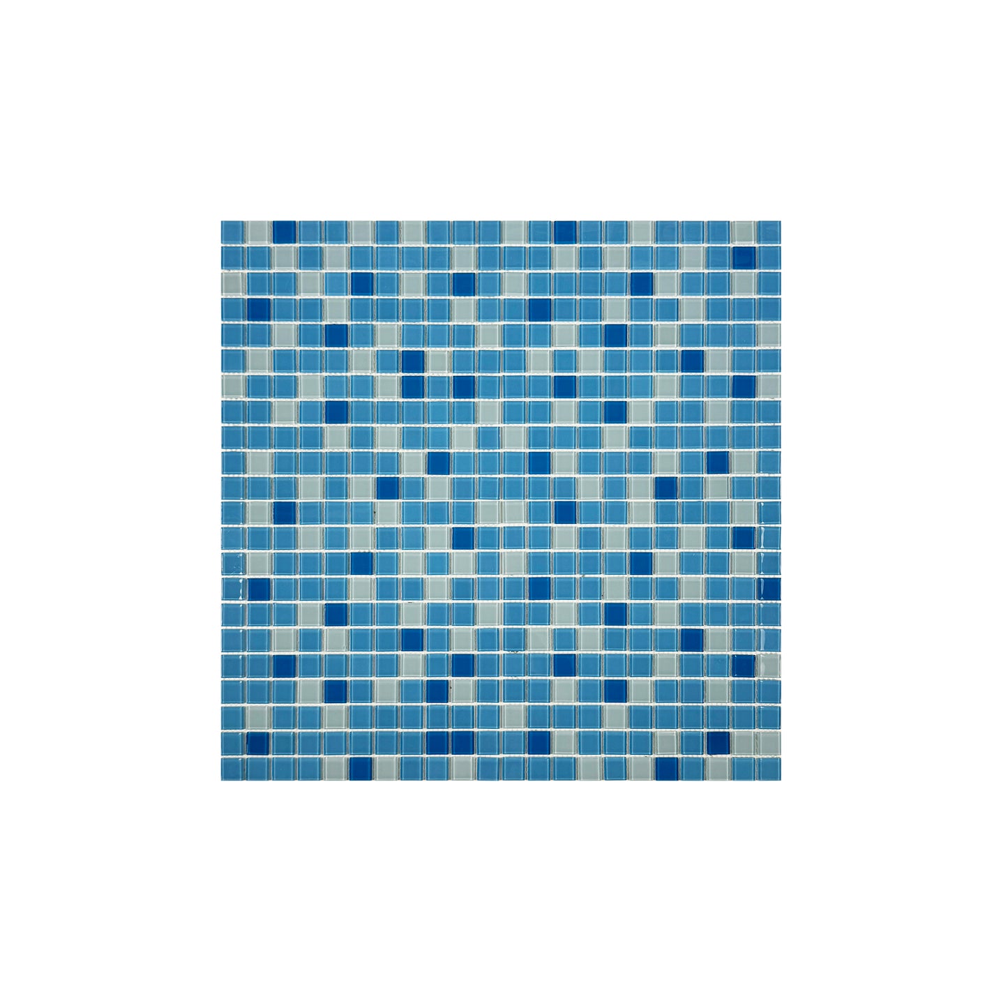 White & Baby Blue & Cobalt Blue Mixed Crystal Glass Mosaic -Swimming Pool Tile