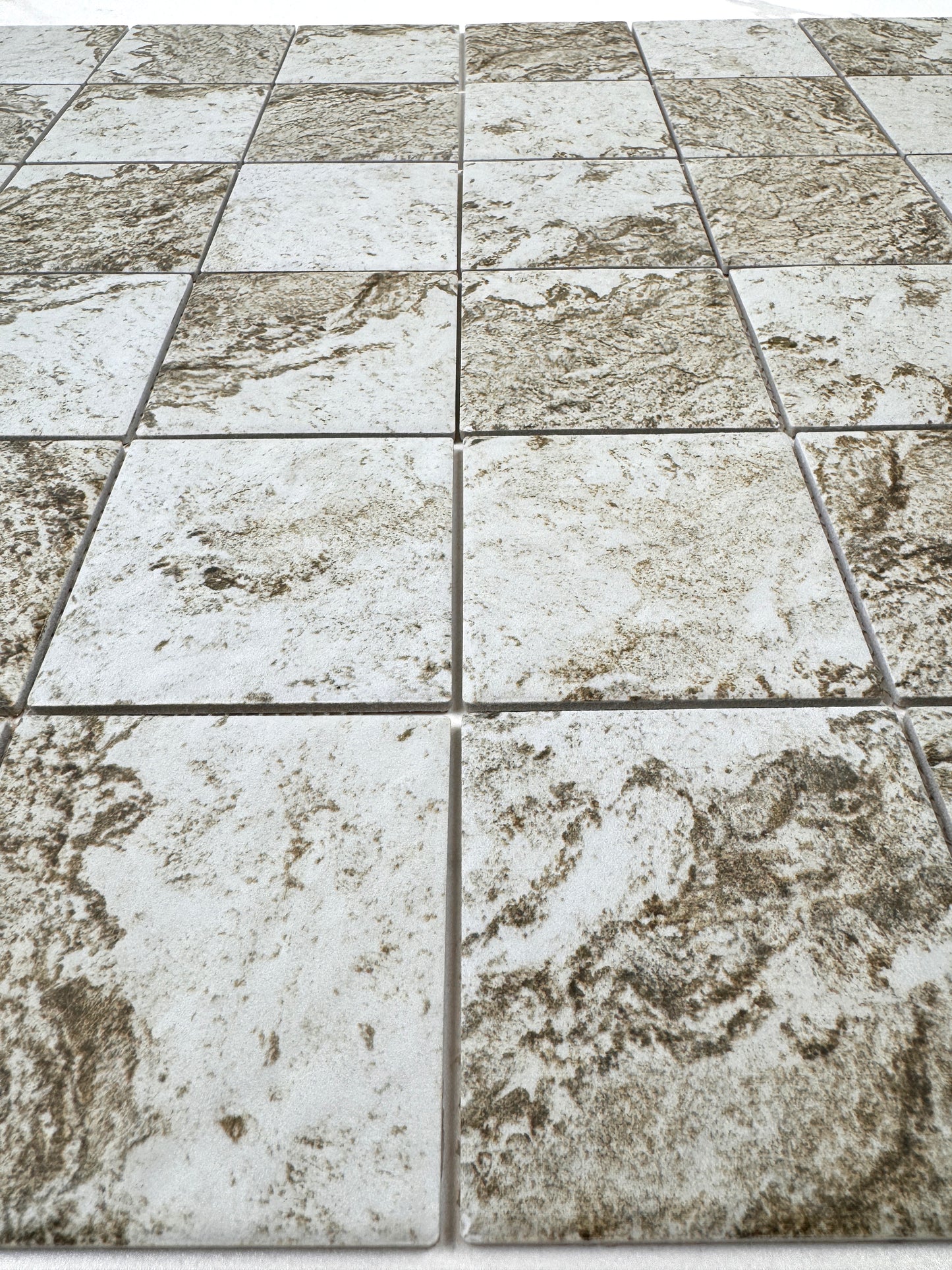 Light Off White & Brown & Gray Mixed Stone Pattern Porcelain Mosaic-Swimming Pool Tile