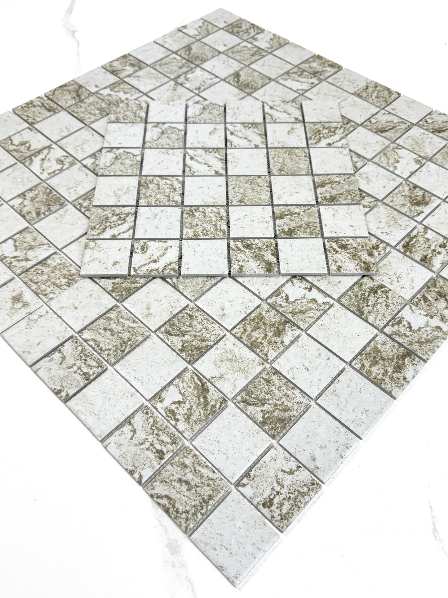 Light Off & Brown & Gray Mixed Stone Pattern Porcelain Mosaic-Swimming Pool Tile