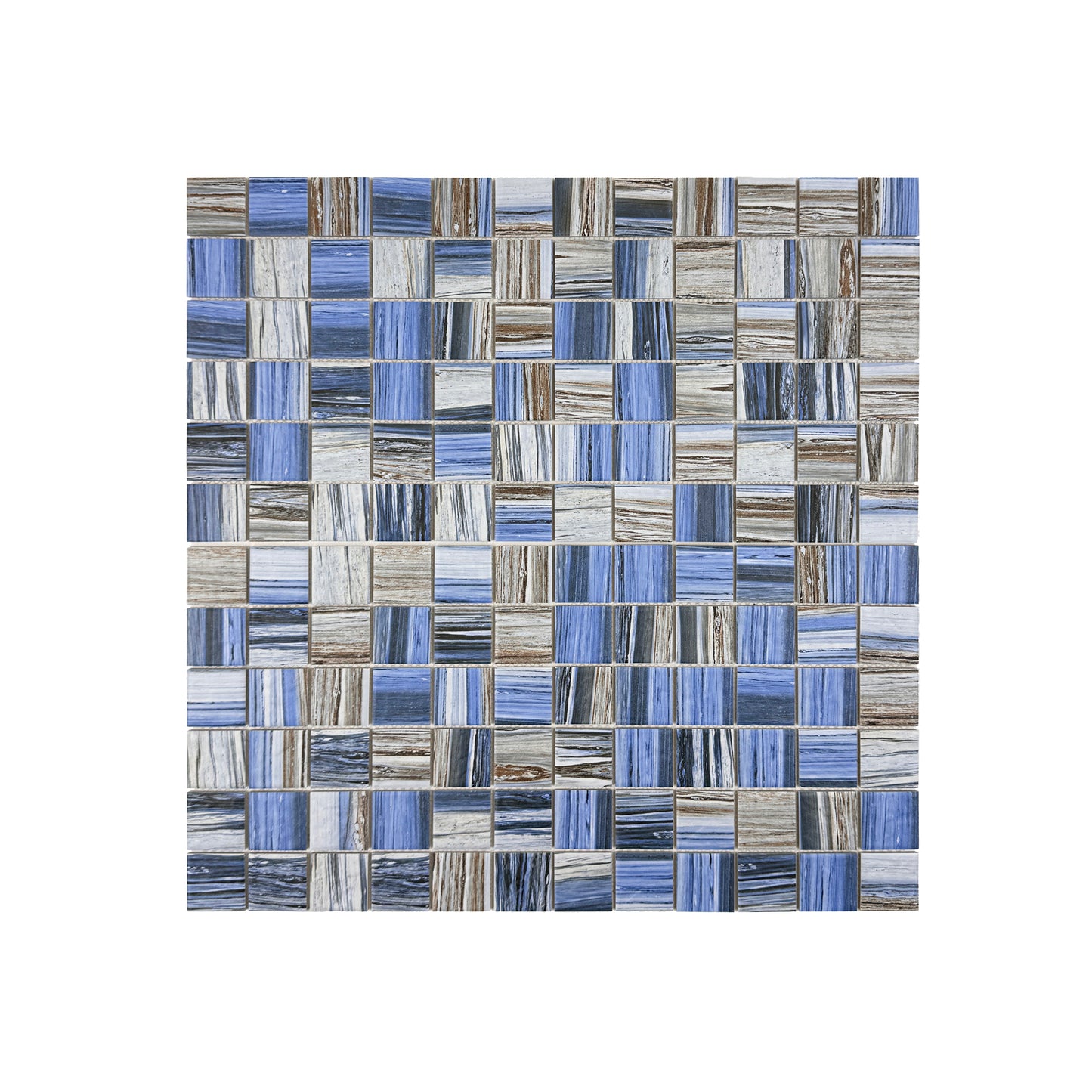 Majestic Naturale Dark Blue & Milky White & Light Grey Mixed Stone Pattern Porcelain Mosaic