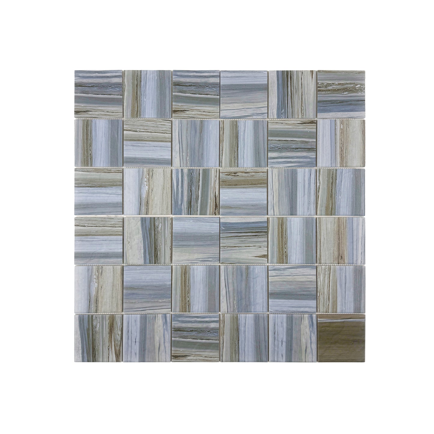 Light Blue & Milky White & Light Grey Mixed Stone Pattern Porcelain Mosaic-Swimming Pool Tile