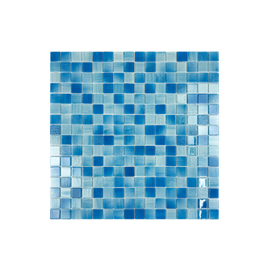 Noble Haven Light Blue & baby Blue & French Blue Mixed Cloud Hand-Drown Crystal Glass Mosaic