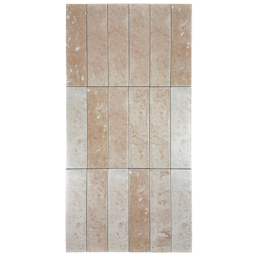 Light Sandy Beige& Creamy Off-White Mixed Porcelain Subway Tile-Artisanal Tile