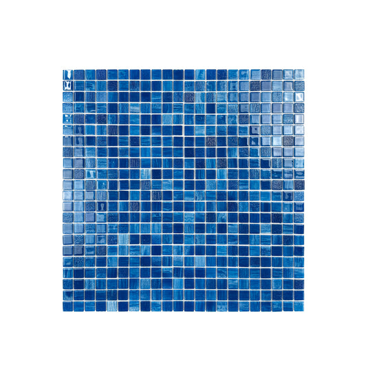 Noble Haven Blue & Sapphire Blue & French Blue Mixed  Cloud Hand-Drown Crystal Glass Mosaic