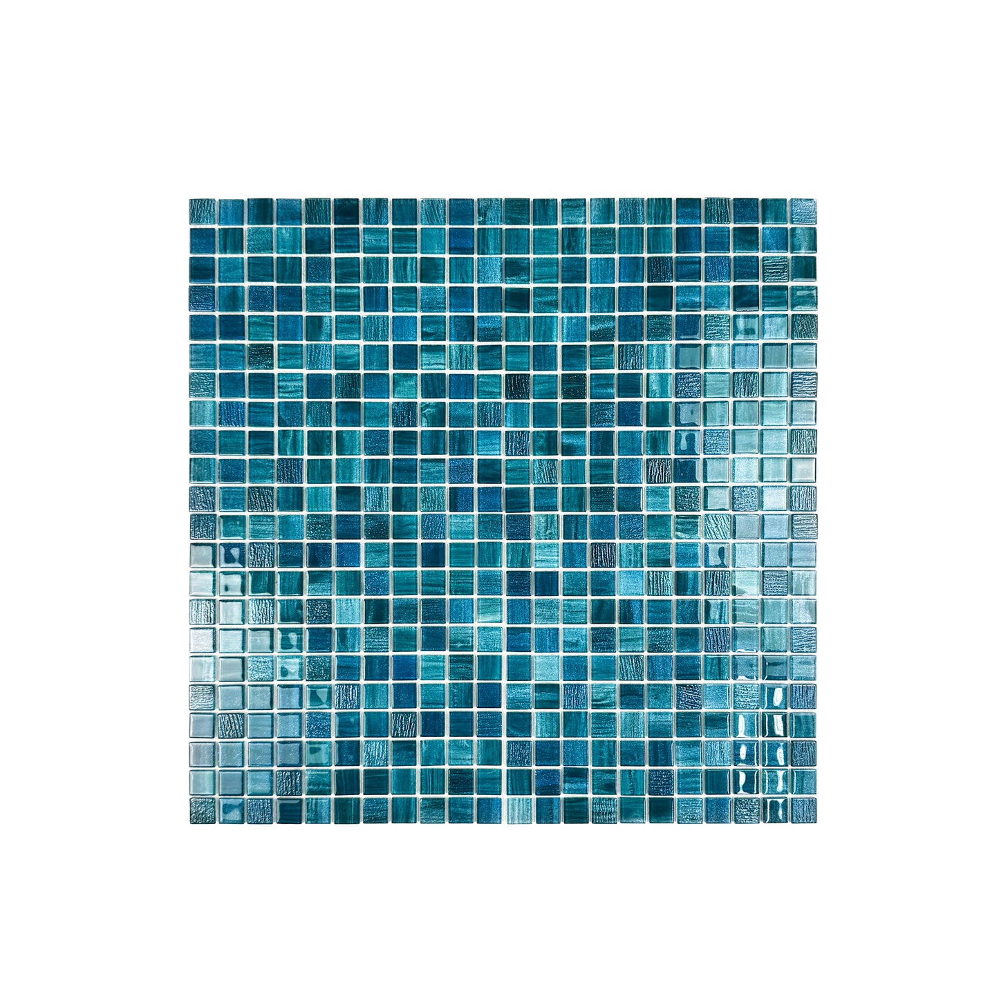 Noble Haven Tiffany Blue &French Blue & Sapphire Blue Mixed Cloud Hand-Drown Crystal Glass Mosaic