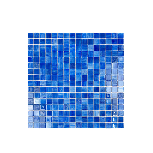 Noble Haven Loyal Blue & Navy Blue & Neon Blue Mixed Cloud Hand-Drown Crystal Glass Mosaic