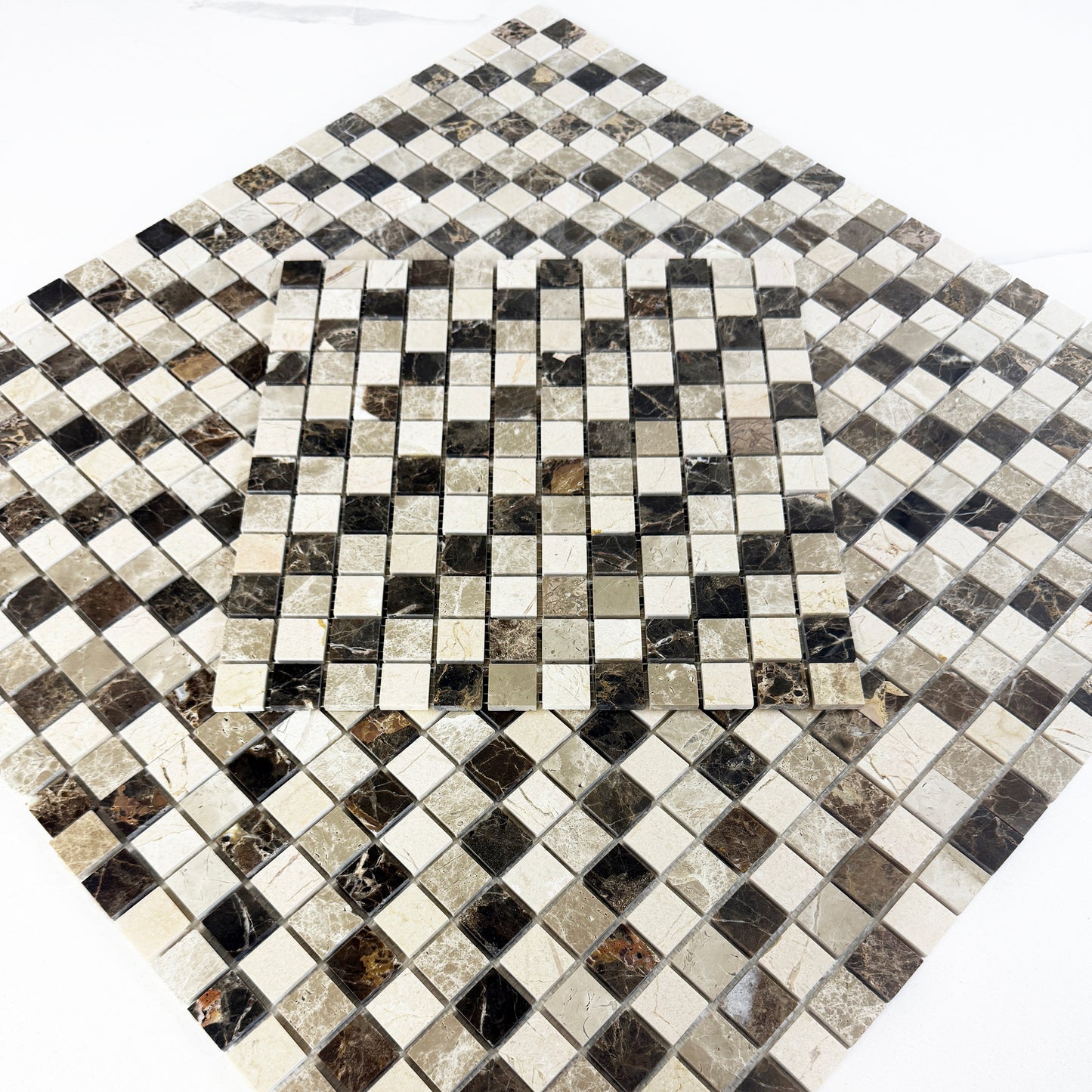 Timeless Marble Dark Emperador & Light Emperador & Cream Marfil Polished Regular Pattern Marble Mosaic