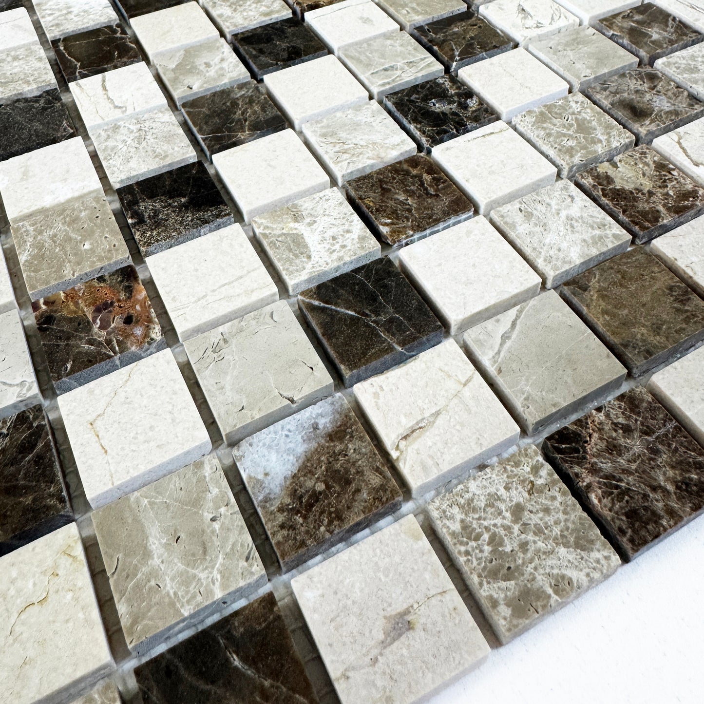 Timeless Marble Dark Emperador & Light Emperador & Cream Marfil Polished Regular Pattern Marble Mosaic