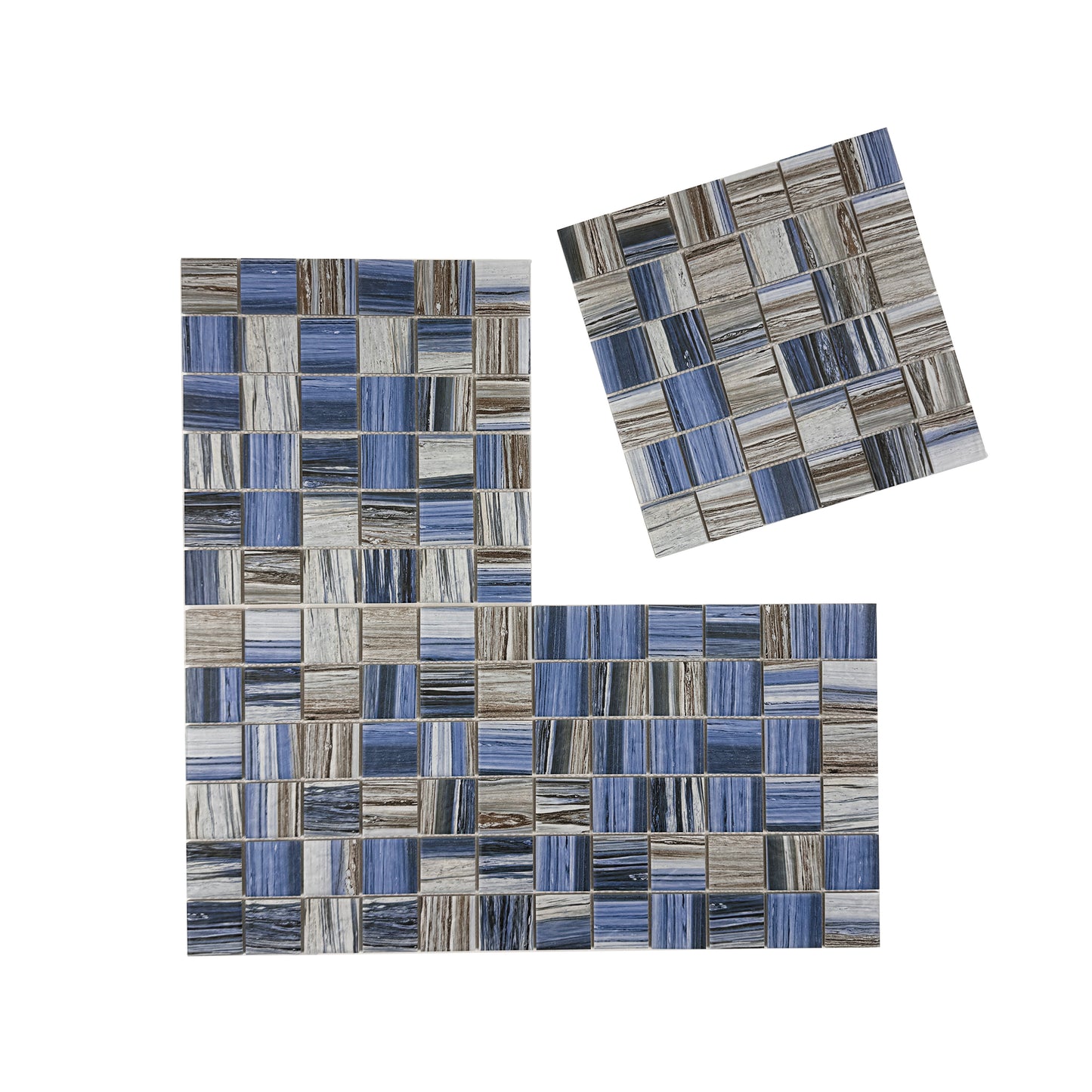 Majestic Naturale Dark Blue & Milky White & Light Grey Mixed Stone Pattern Porcelain Mosaic