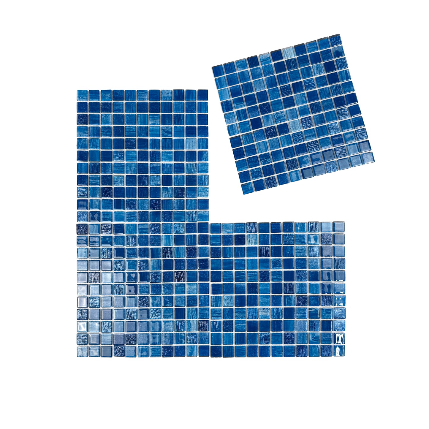 Noble Haven Blue & Sapphire Blue & French Blue Mixed  Cloud Hand-Drown Crystal Glass Mosaic