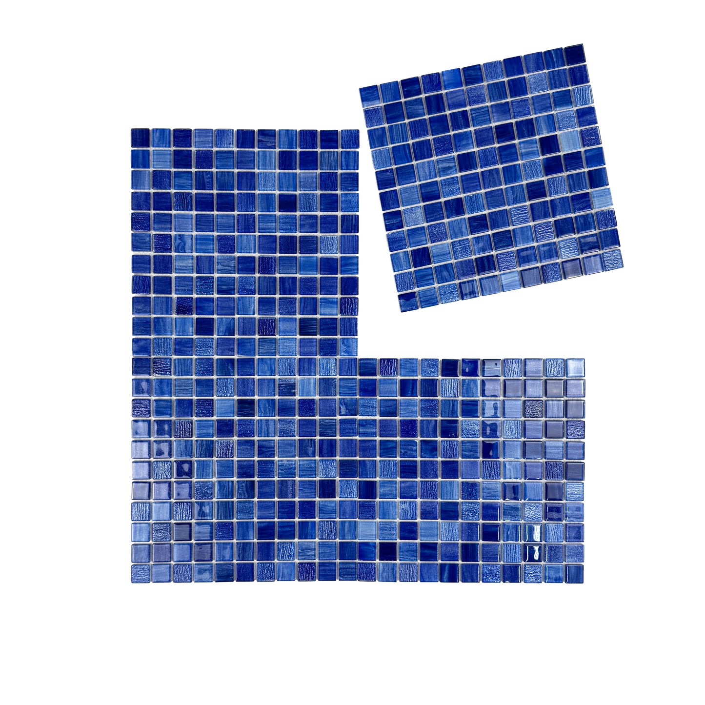 Noble Haven Mightnight Blue & Loyal Blue & Navy Blue & Neon Blue Mixed Cloud Hand-Drown Crystal Glass Mosaic