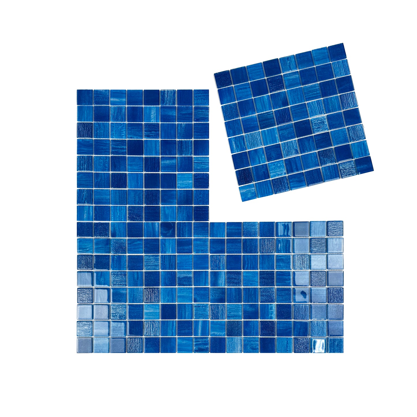 Noble Haven Yale Blue & Sapphire Blue & French Blue Mixed  Cloud Hand-Drown Crystal Glass Mosaic