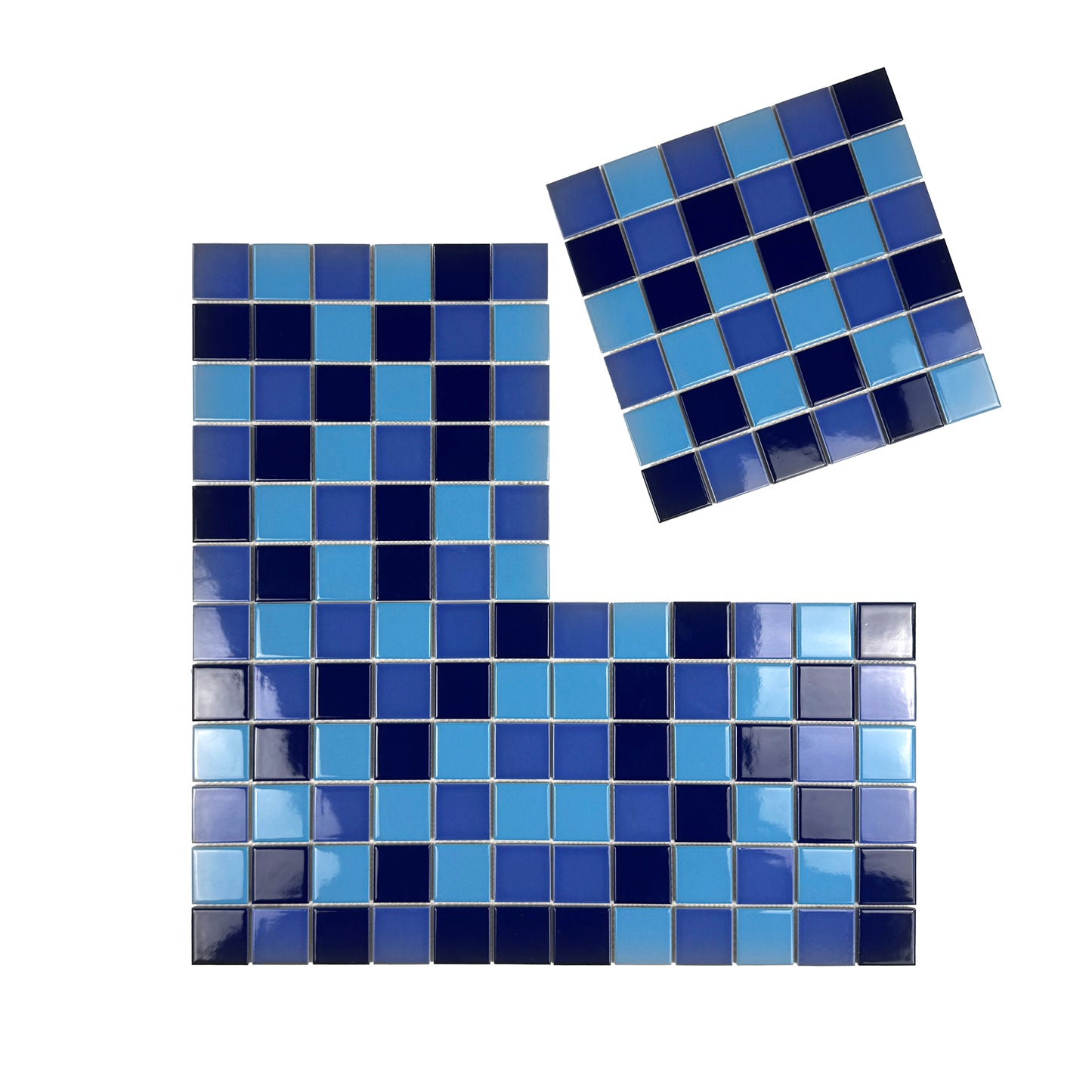 Azure Harmony Baby Blue & Cobalt Blue & Midnight Blue Mixed  Ordinary Glazed Porcelain Mosaic