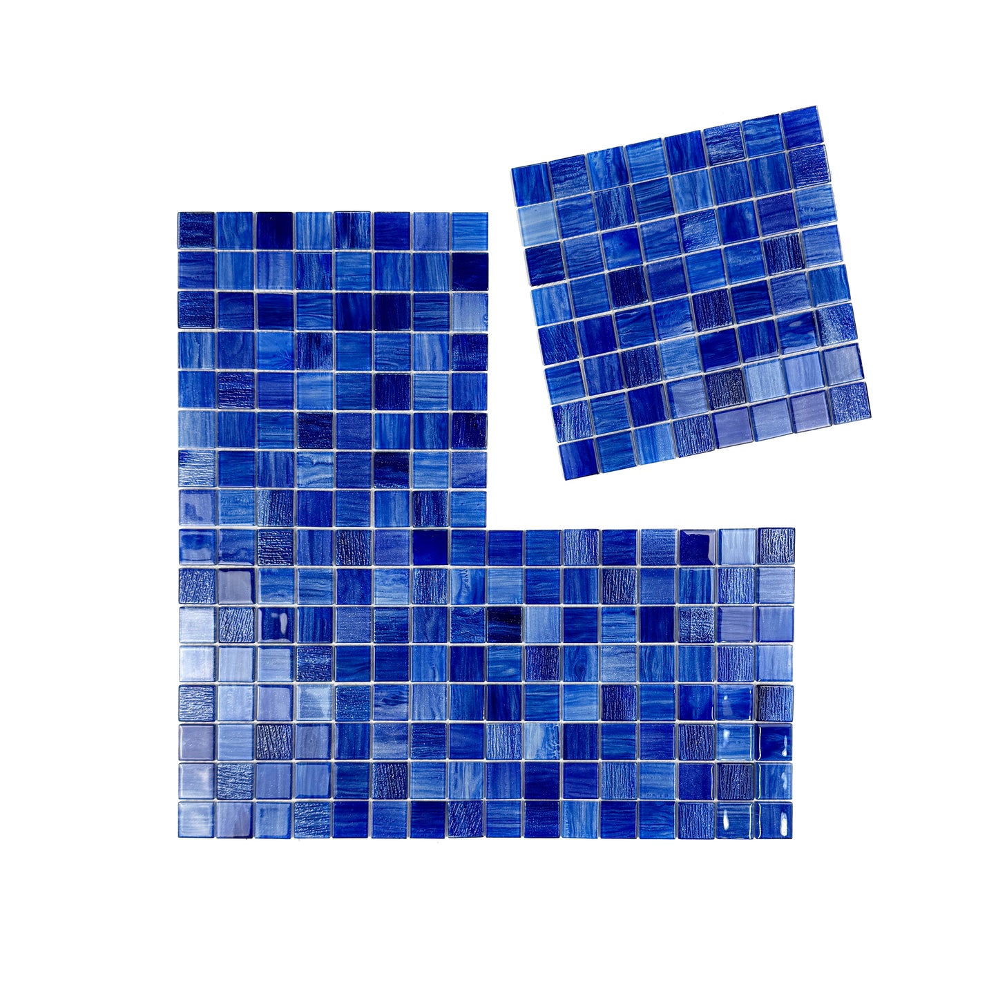 Noble Haven Mightnight Blue & Loyal Blue & Navy Blue & Neon Blue Mixed Cloud Hand-Drown Crystal Glass Mosaic