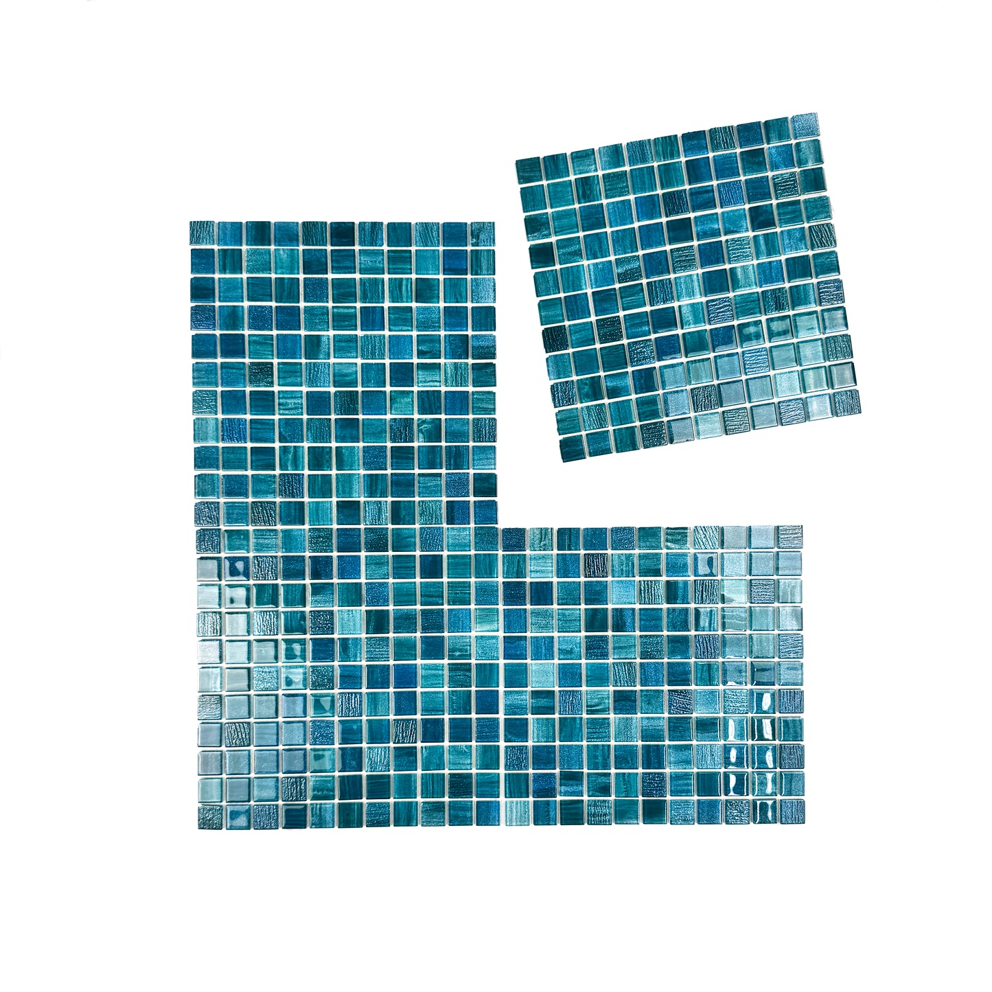 Noble Haven Tiffany Blue &French Blue & Sapphire Blue Mixed Cloud Hand-Drown Crystal Glass Mosaic