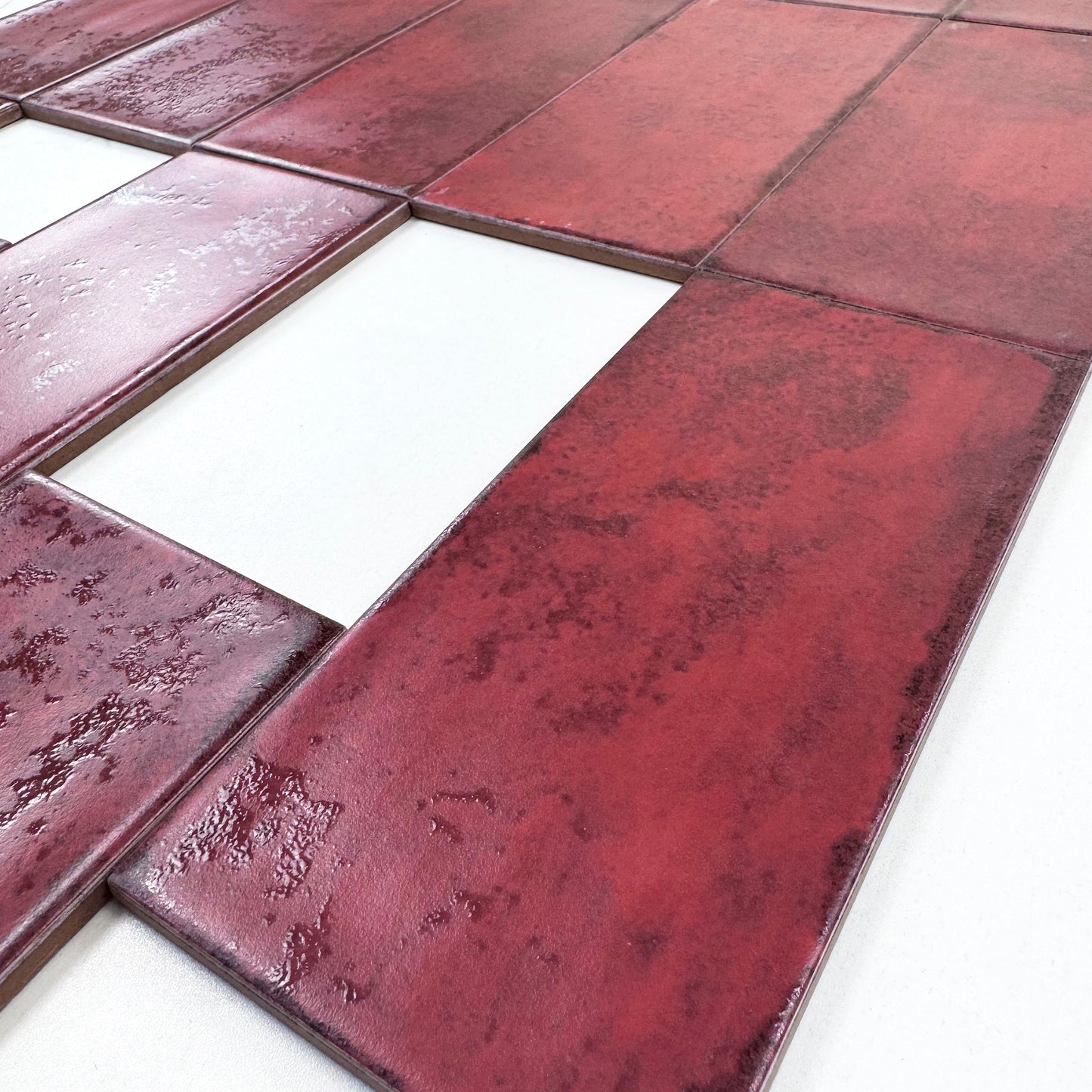 Spanish Timeless Tones  Ruby Red Matte Ceramic Artisanal Tile