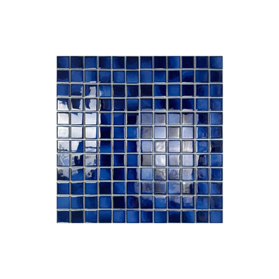 Cobalt Blue & Midnight Blue Mixed Plain DesignCrystalline Glazed Porcelain Mosaic -Swimming Pool Tile