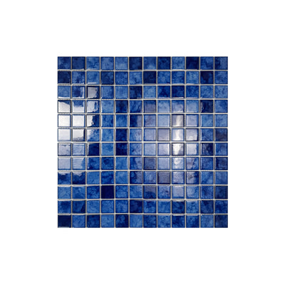 Sky Blue& Cobalt Blue & Navy Blue Mixed Iced Flower TextureCrystalline Glazed Porcelain Mosaic -Swimming Pool Tile