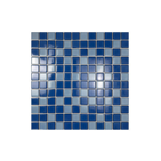 Sky Blue & Cobalt Blue Mixed Plain Deisgn Crystalline Glazed Porcelain Mosaic -Swimming Pool Tile