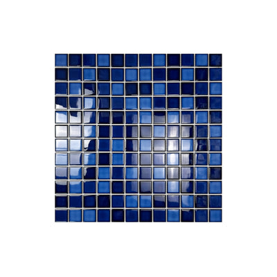 Sky Blue & Cobalt Blue & Prussian Blue Mixed Plain Design Crystalline Glazed Porcelain Mosaic -Swimming Pool Tile