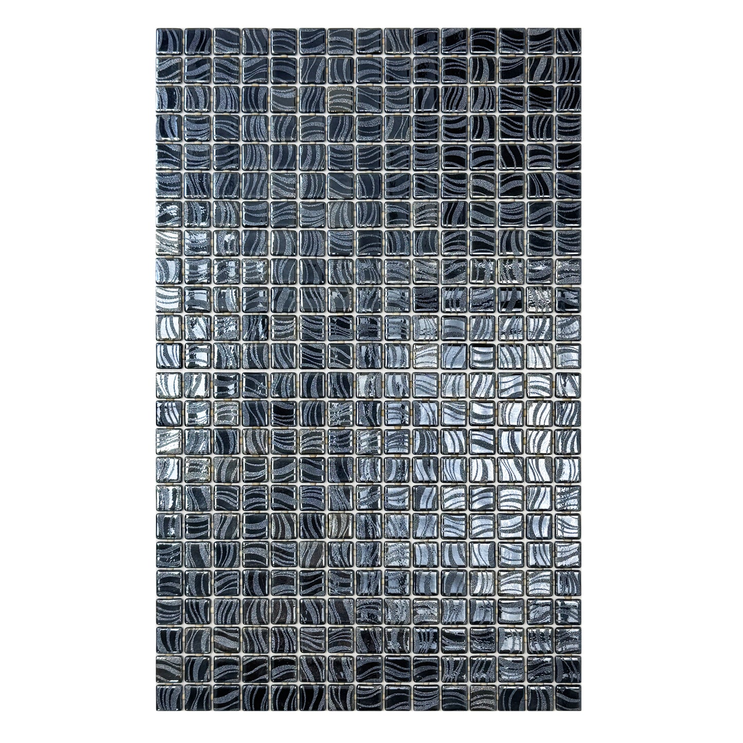 Iron Grey & Ash Grey  Shinny Streaks And Swirls Texture  Recycled Glass Mosaic -Swimming Pool Tile
