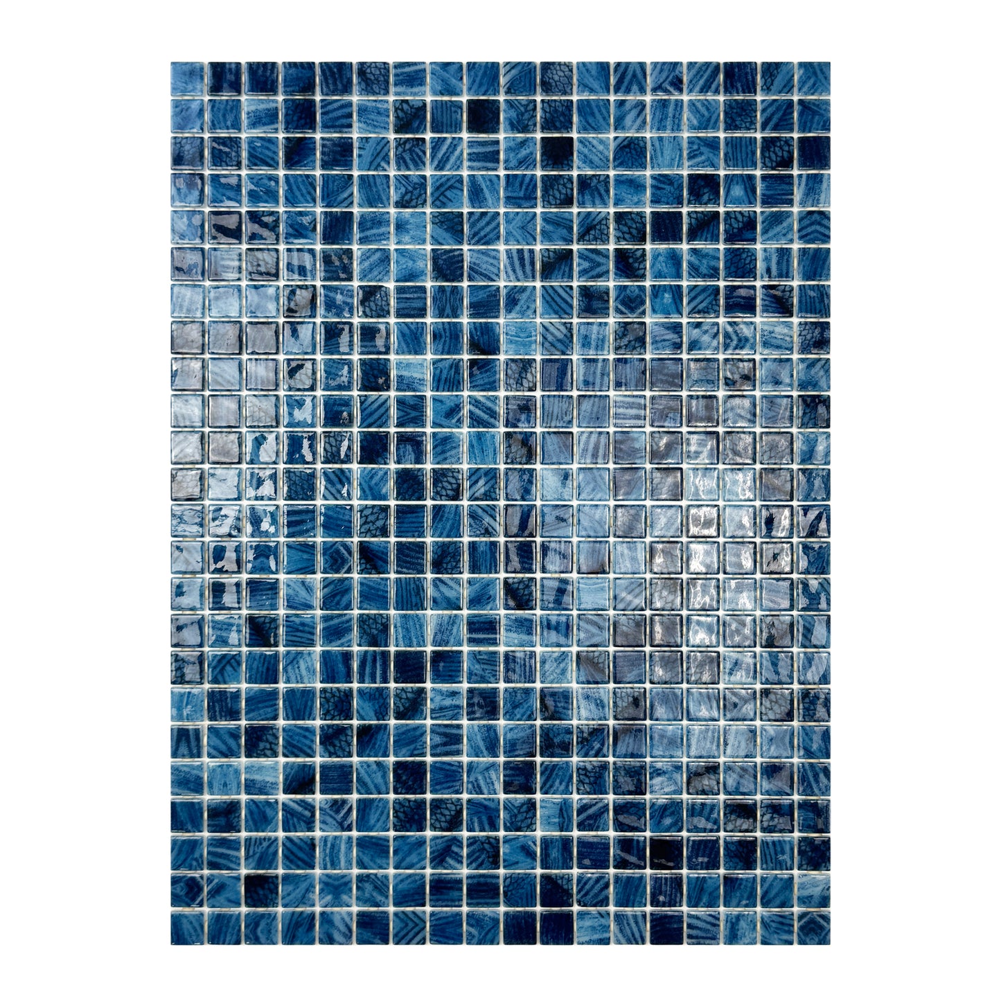 Cobalt Blue & Sapphire Blue Mixed Recycled Glass Mosaic -Swimming Pool Tile