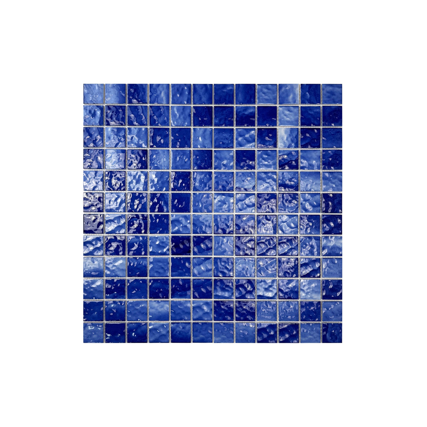 Navy Blue Wave Pattern Crystalline Glazed Porcelain Mosaic-Swimming Pool Tile