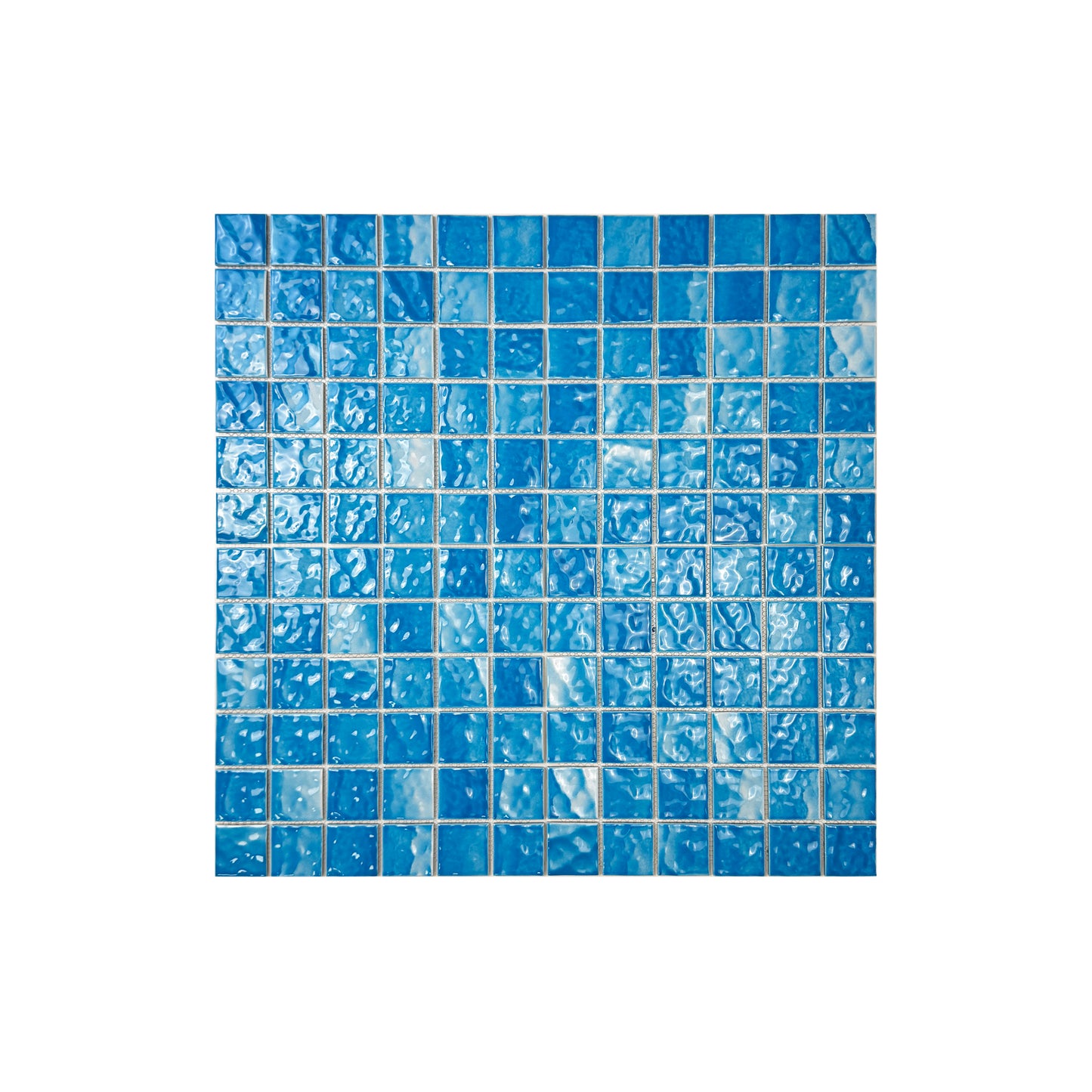 Cyan Blue Wave Pattern Crystalline Glazed Porcelain Mosaic-Swimming Pool Tile