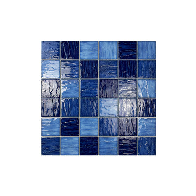 French Blue & Navy Blue Mixed 3D Crystalline Glazed Porcelain Mosaic-Swimming Pool Tile