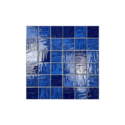 Cobalt Blue & Midnight Blue Mixed 3D Crystalline Glazed Porcelain Mosaic-Swimming Pool Tile
