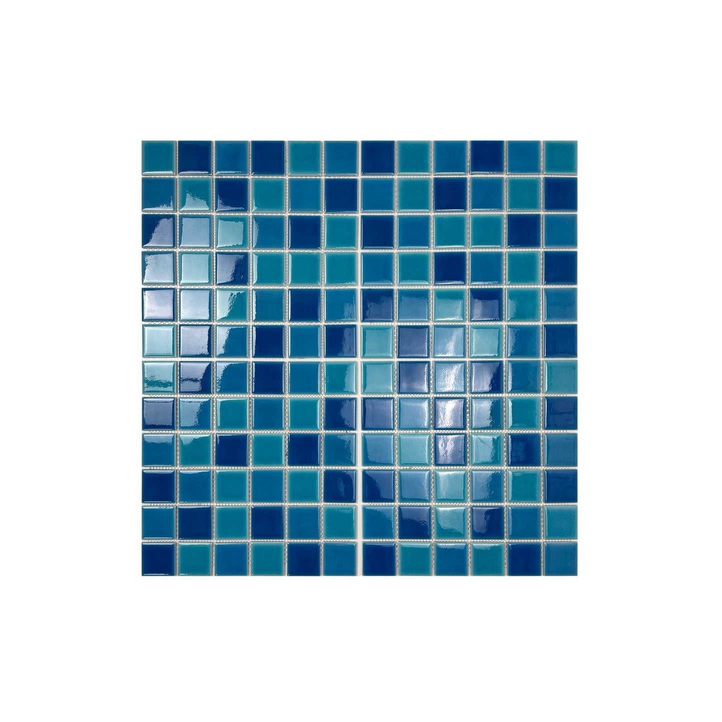 Cyan Blue & Navy Blue & Ultra Marine Blue Mixed Crackle Porcelain Mosaic-Swimming Pool Tile