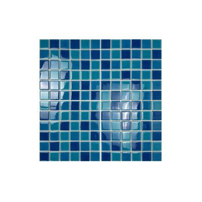Cyan Blue & Navy Blue & Ultra Marine Blue Mixed Crackle Porcelain Mosaic-Swimming Pool Tile
