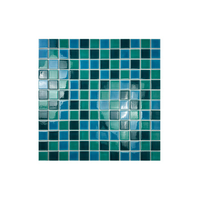 Teal Blue & Cyan Blue & Mint Green Mixed Crackle Porcelain Mosaic-Swimming Pool Tile