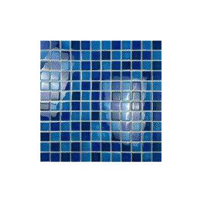 French Blue & Klein Blue & Navy Blue Mixed Double Crackle Porcelain Mosaic-Swimming Pool Tile