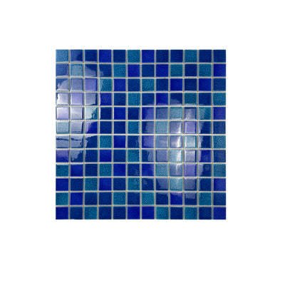 French Blue & Klein Blue Mixed Double Crackle Porcelain Mosaic-Swimming Pool Tile