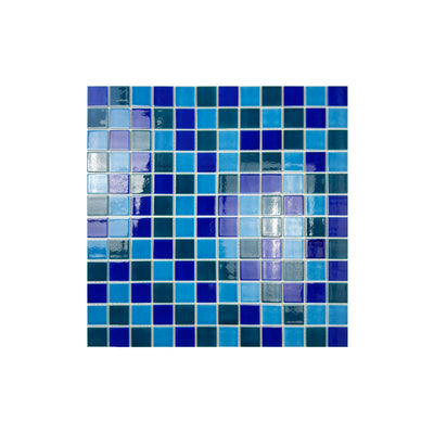 Cyan Blue & Navy Blue& Sapphire Blue Mixed Crackle Porcelain Mosaic-Swimming Pool Tile