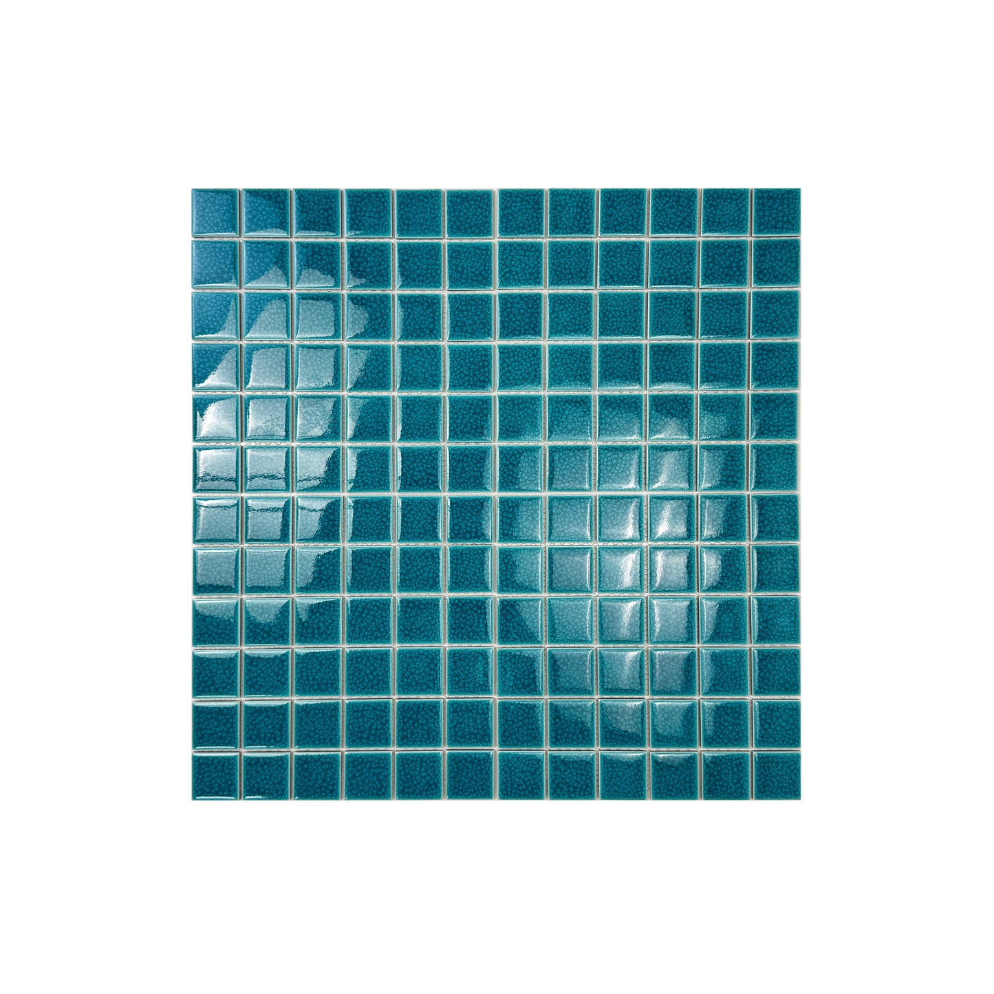 Dark Teal Blue Convex Surface Crackle Porcelain Mosaic-Swimming Pool Tile